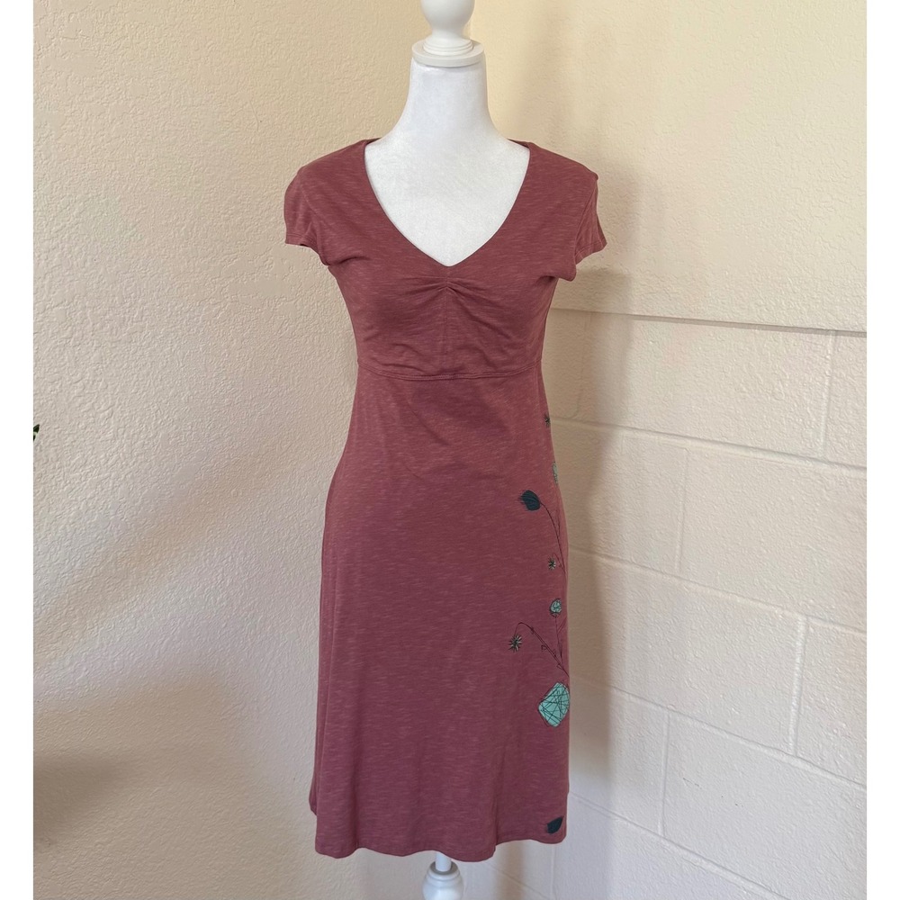 Horny Toad V-Neck Empire Waist Dress Womens XS Mauve‎ Floral Cottagecore